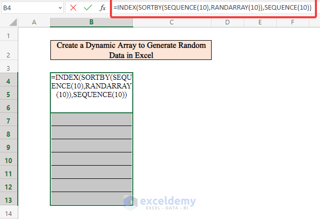 Create a Dynamic Array to Generate Random Data in Excel