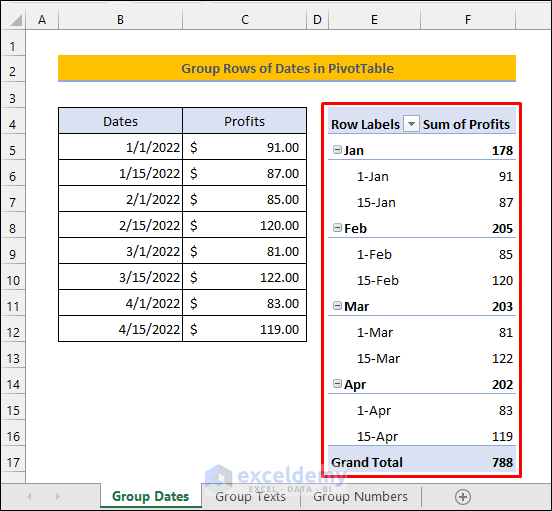 How to Group Rows in Excel Pivot Table