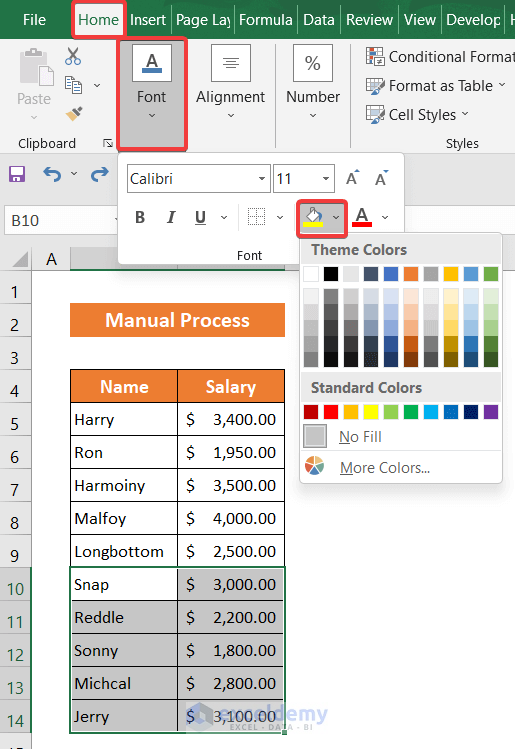Manually Selecting Every 5 Rows to Highlight in Excel