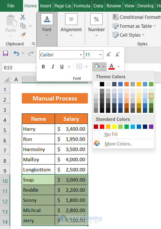 Manually Selecting Every 5 Rows to Highlight in Excel