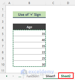 Use Plus (+) Sign to Connect Multiple Cells from Other Excel Sheet