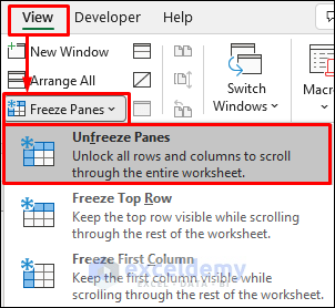 Unlock Top Rows in Excel When Scrolling