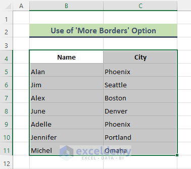 Steps to Make Grid Lines Bold in Excel