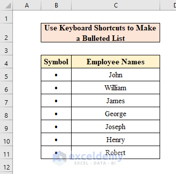 Use Keyboard Shortcuts to Make a Bulleted List