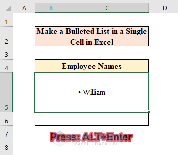 Make a Bulleted List in a Single Cell in Excel