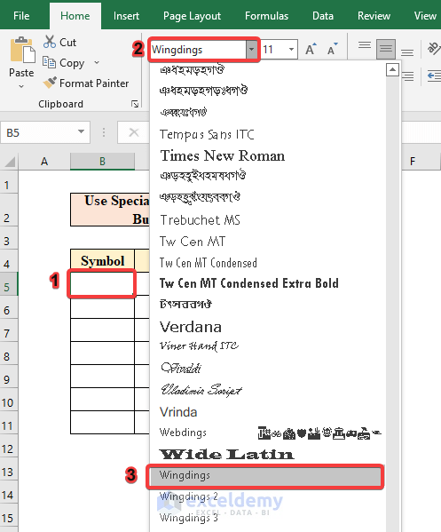 Use Special Fonts to Make a Bulleted List 