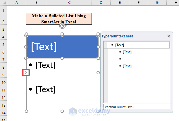 Make a Bulleted List Using SmartArt in Excel