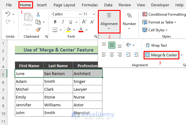 Can You Merge Multiple Cells with Merge & Center Feature?