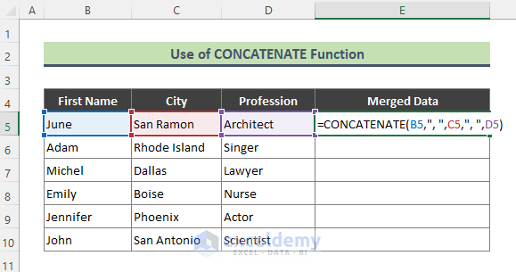 Combine Various Cells to Avoid Data Losing with CONCATENATE Function
