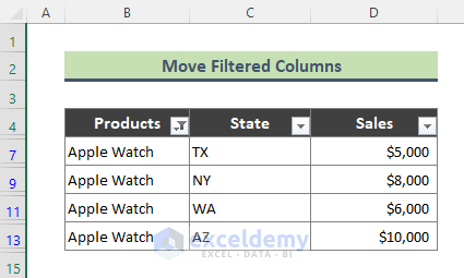 3 Methods to Move Filtered Cells in Excel