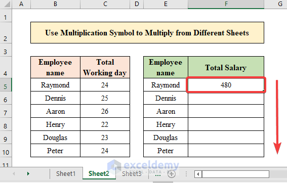 Use Multiplication Symbol to Multiply from Different Sheets