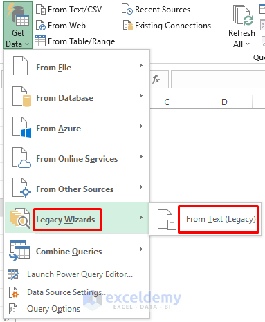 Open CSV File with Columns Using Legacy Wizard in Excel