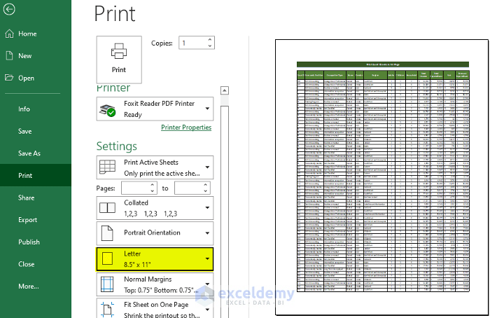 Defining Size to Print Excel Sheet in A4 Size