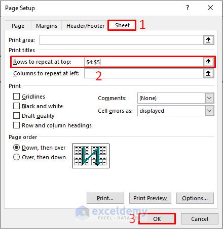 Apply Print Titles Command to Print Excel Sheet with Header on Every Page in Excel