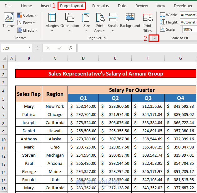 Use Arrow Button to Print Excel Sheet with Header on Every Page in Excel