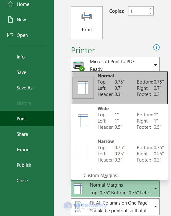 Scaling the Excel Spreadsheet to Print on Multiple Pages