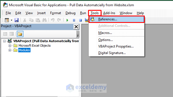 Setting up Environment to Pull Data Automatically from a Website into Excel VBA