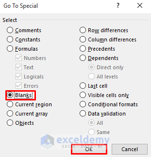 Remove Blank Rows Using Go to Special Option