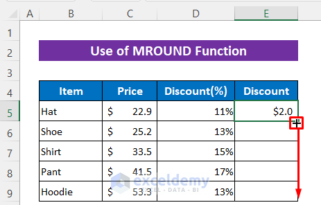 Use MROUND Function to Round a Multiplication Formula in Excel