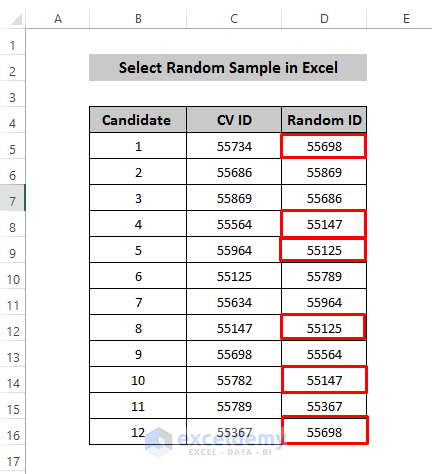 Select a Random Sample from a Population Using RANDBETWEEN and INDEX functions 