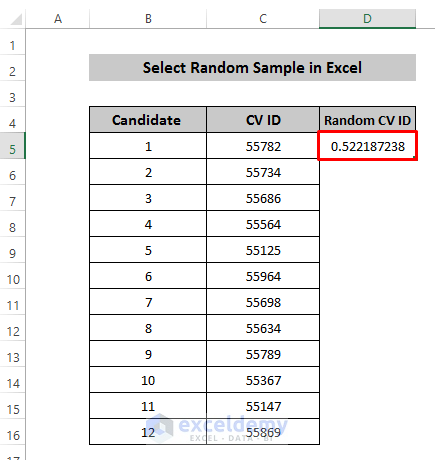 Using RAND function to Select a Random Sample in Excel