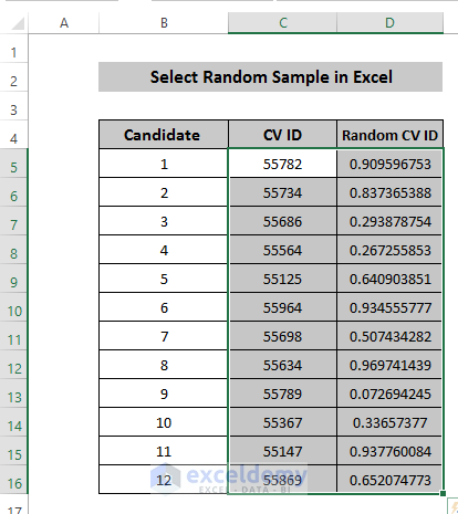Using RAND function to Select a Random Sample in Excel