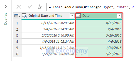 Separate Date from Time Using Power Query