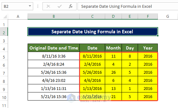 Flash Fill to Separate Date from Time