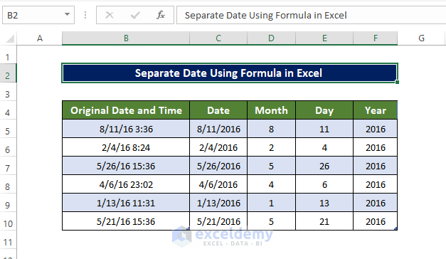 8 ways to separate date using formula in Excel