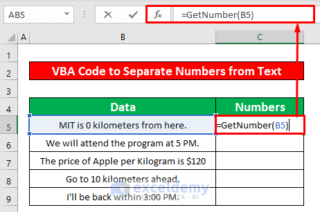 Use LEN Function in VBA Code to Separate Numbers from Text