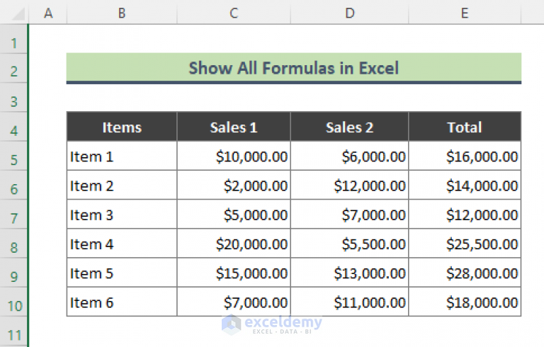 How to Show All Formulas in Excel (4 Easy &amp; Quick Methods) - ExcelDemy