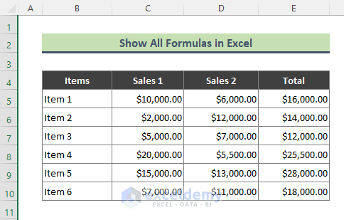 4 Easy & Quick Methods to Show All Formulas in Excel