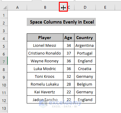 Space Column Evenly by Double Clicking Column Headings