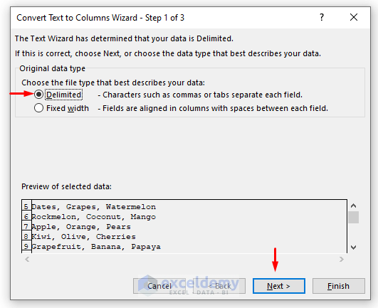 Separate Data into Rows/Columns by Comma Using ‘Text to Columns’ Feature in Excel