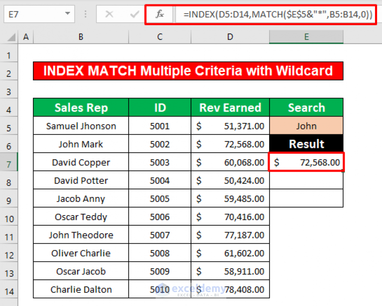 INDEX MATCH Multiple Criteria with Wildcard in Excel (A Complete Guide)