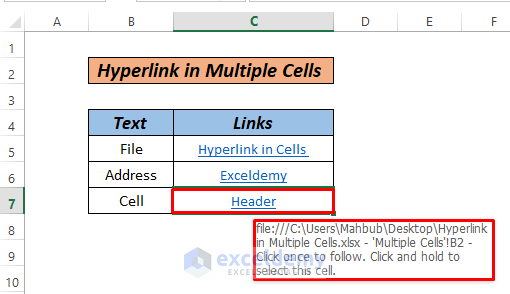 How to hyperlink multiple cells in excel by shortcut