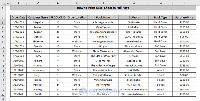 Print Excel Sheet in Full Page