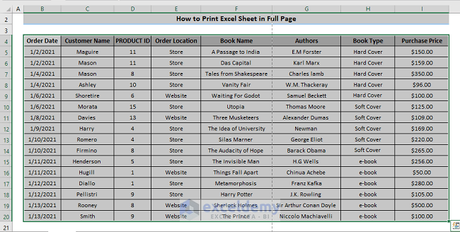 Change Font Size to Print Excel Sheet in Full Page