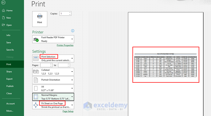 Change the Print Area to Print Excel Sheet in Full Page