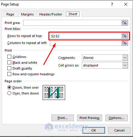 How to remove print titles in excel by page layout