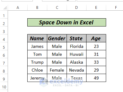 How to space down in Excel by CHAR function
