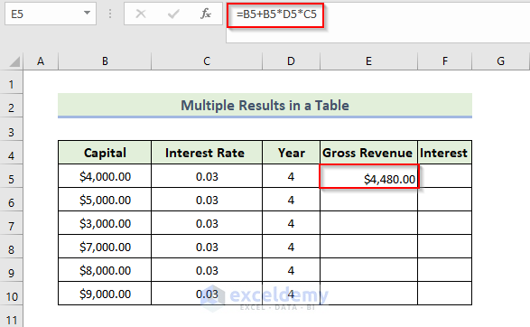 Creating Multiple Results in a Table In Excel with Data