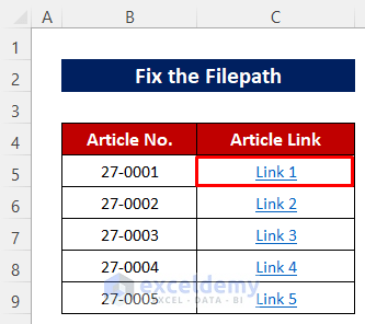Fix the Filepath If Hyperlinks in Excel Are Not Working After Saving