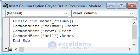 Excel VBA Solution for Insert Column Disability
