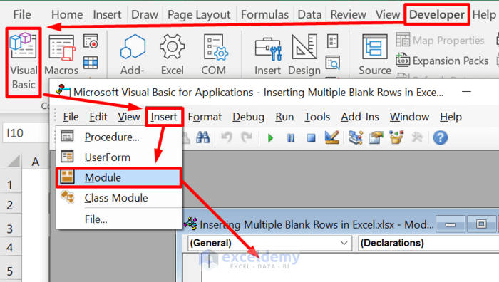 Insert Multiple Blank Rows in Excel Using VBA