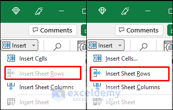 Insert Row Option Greyed Out in Excel