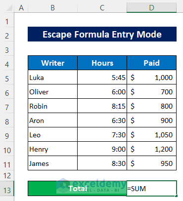 Escape Formula Entry Mode If Keyboard Arrow Keys Are Not Working in Excel