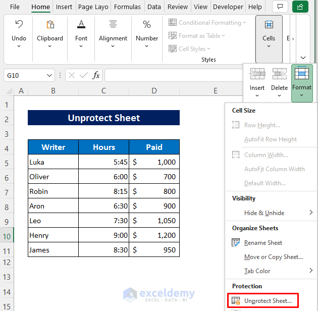 Unprotect Your Sheet If Keyboard Arrow Keys Are Not Working in Excel