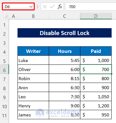 Disable Scroll Lock If Keyboard Arrow Keys Are Not Working in Excel