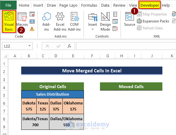 Embedding VBA Macro to move Merged Cells in Excel